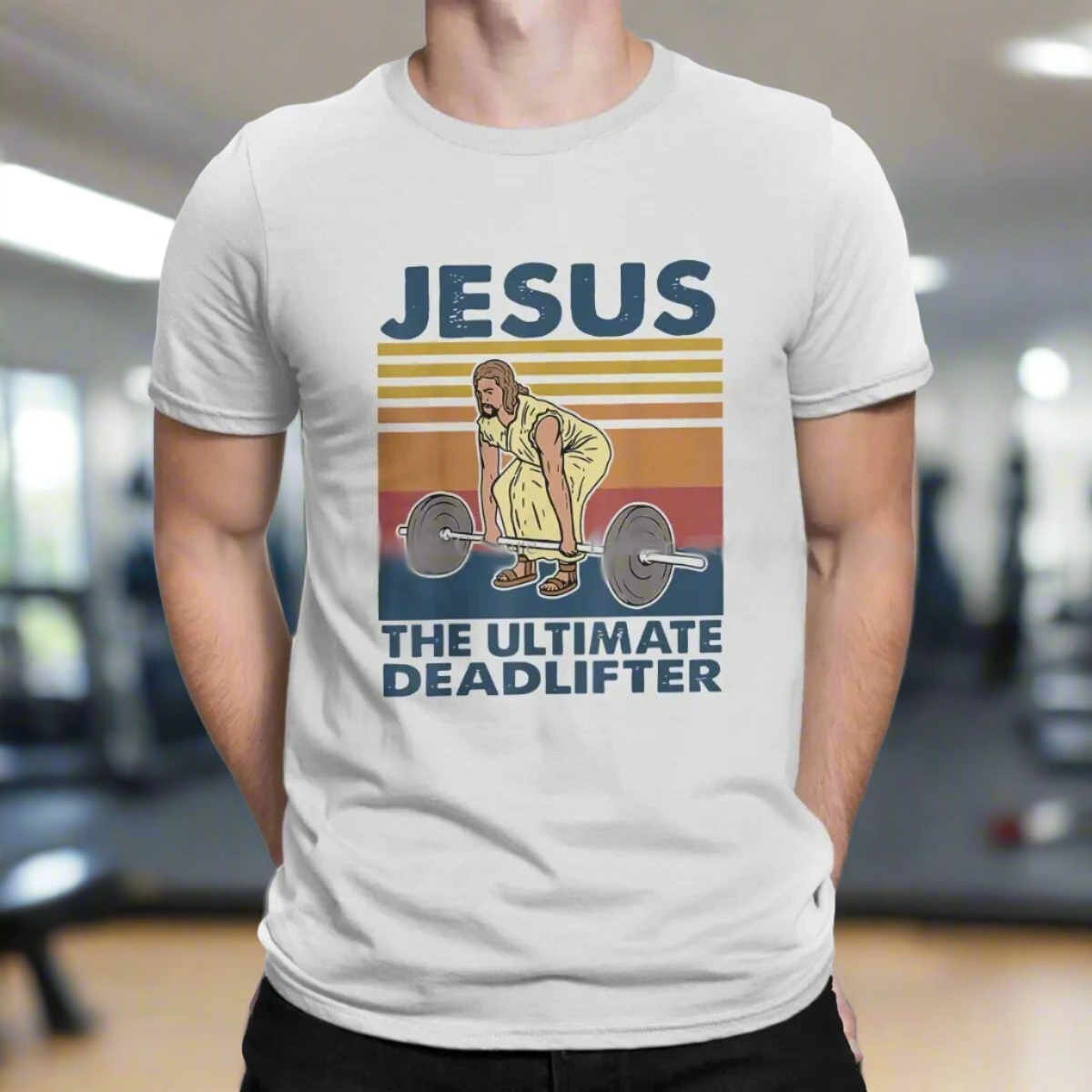 "Jesus, The Ultimate Deadlifter" Retro T-Shirt