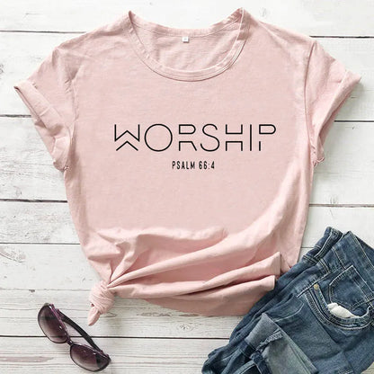 "Worship Psalm 66:4" T-Shirt