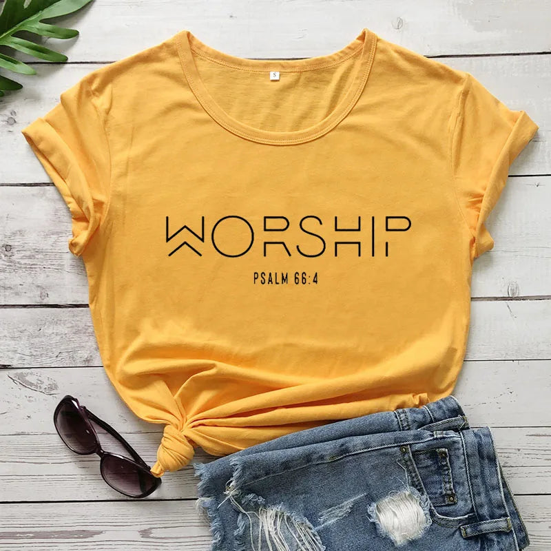 "Worship Psalm 66:4" T-Shirt