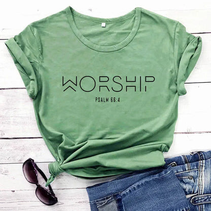 "Worship Psalm 66:4" T-Shirt