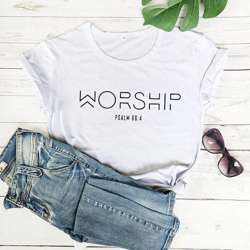 "Worship Psalm 66:4" T-Shirt