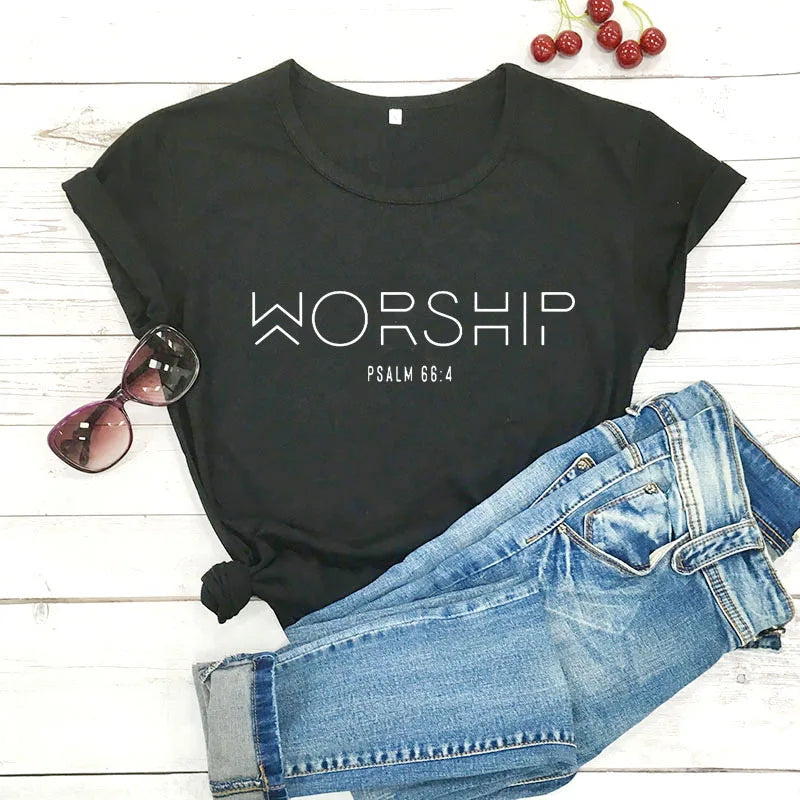 "Worship Psalm 66:4" T-Shirt