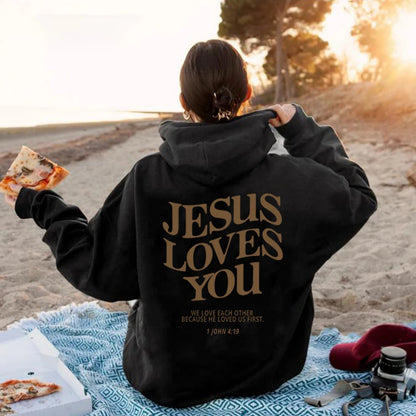 Sudadera unisex con capucha "Jesús te ama"