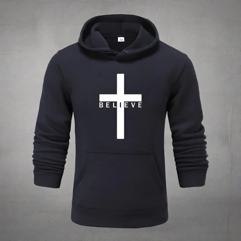 Sudadera unisex con capucha cruzada "Believe"