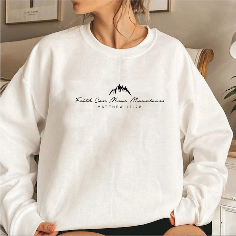 Sudadera unisex con cuello redondo "La fe puede mover montañas"