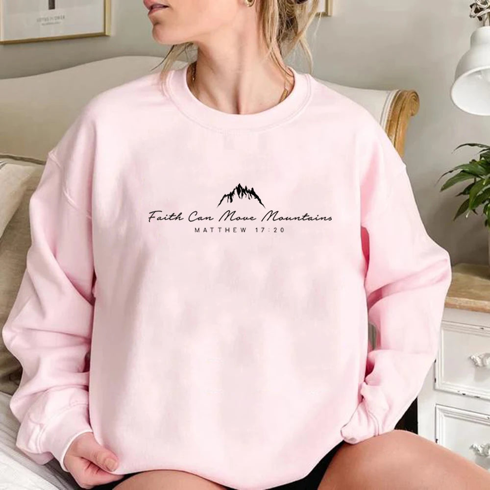 Sudadera unisex con cuello redondo "La fe puede mover montañas"