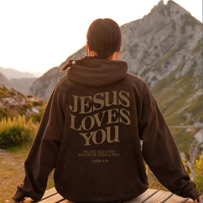 Sudadera unisex con capucha "Jesús te ama"