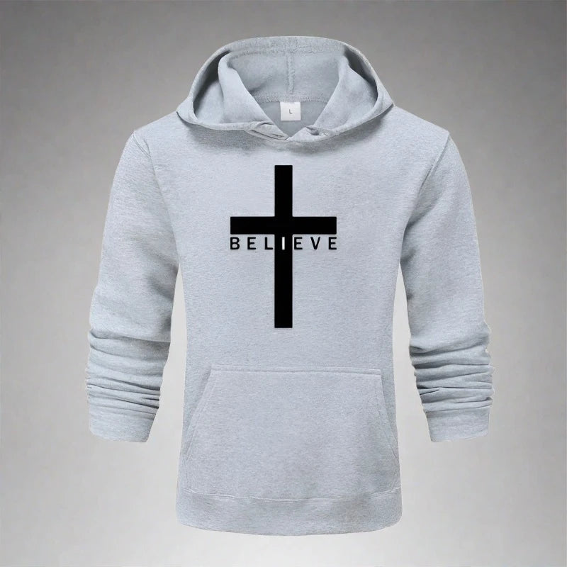 Sudadera unisex con capucha cruzada "Believe"