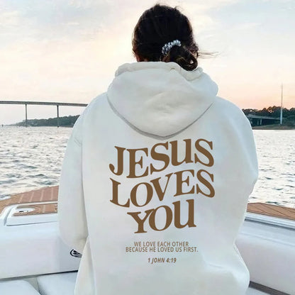 Sudadera unisex con capucha "Jesús te ama"