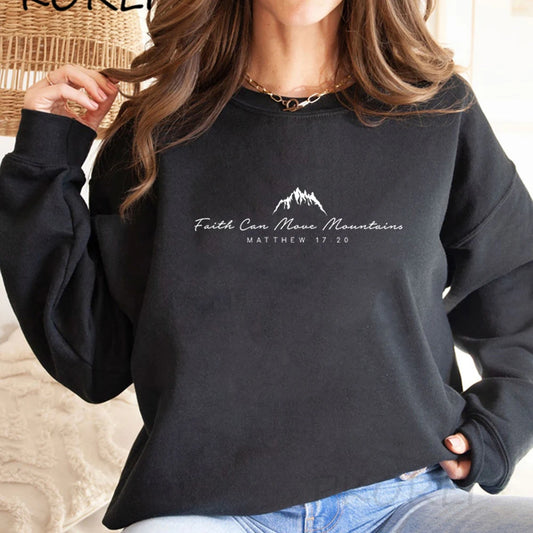 Sudadera unisex con cuello redondo "La fe puede mover montañas"